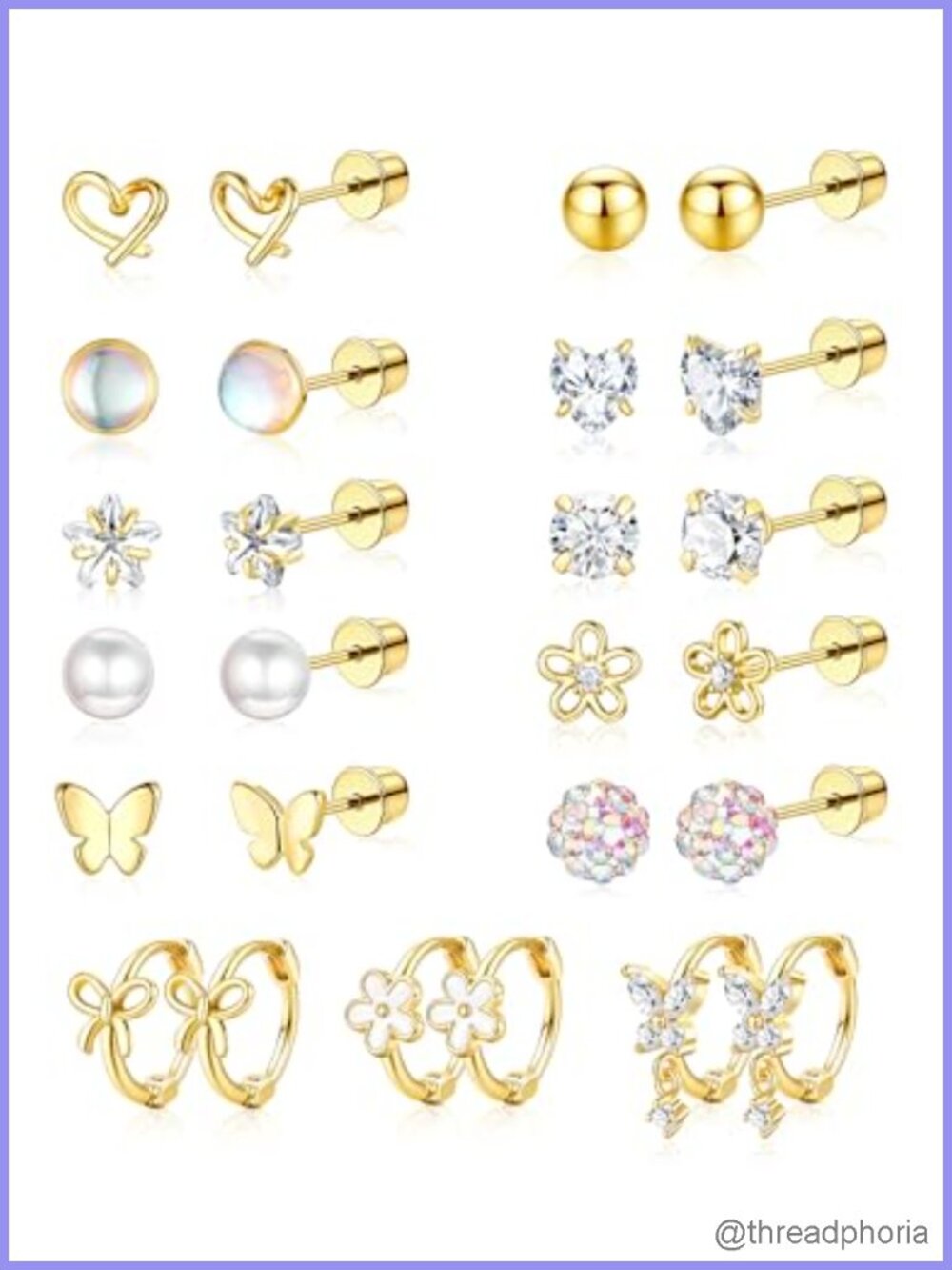 Hypoallergenic Surgical Stainless Steel Screw Back Earrings for Girls